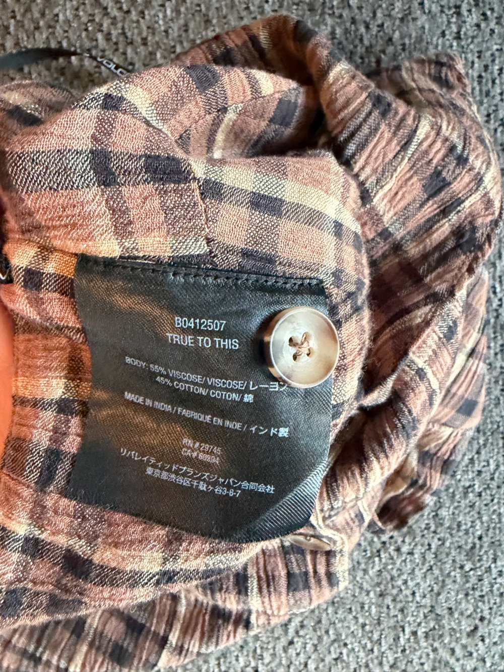 Volcom Brown Plaid Tie-Back Cropped Tank - Picture 4 of 6